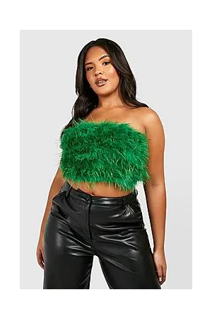 Boohoo Plus Premium Feather Top