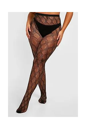 Boohoo Plus Flower Check Tights