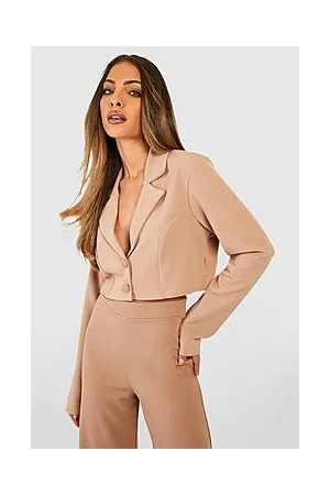 Boohoo Basic Jersey Double Button Cropped Blazer
