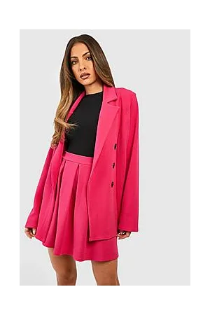 Boohoo Basic Jersey Contrast Button Double Breasted Blazer