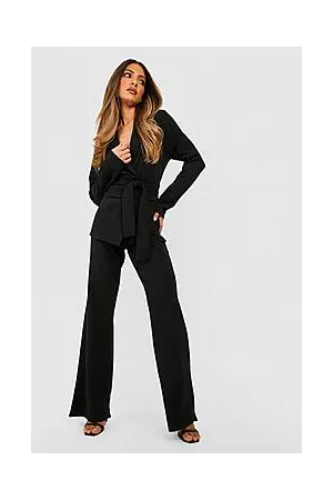 Boohoo Basic Jersey Obi Tie Waist Fitted Blazer