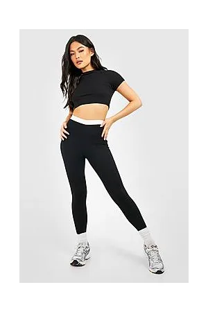 Boohoo Contrast Waistband High Waisted Leggings