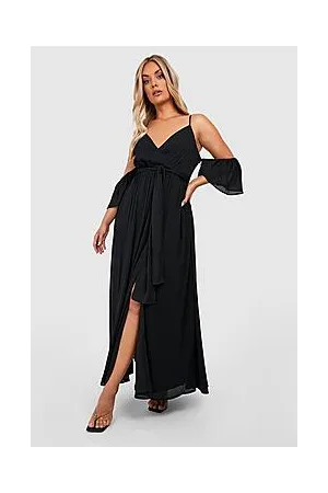 Boohoo Plus Occasion Chiffon Cold Shoulder Maxi Dress