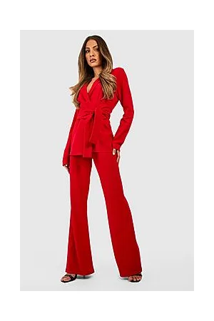 Boohoo Basic Jersey Obi Tie Waist Fitted Blazer