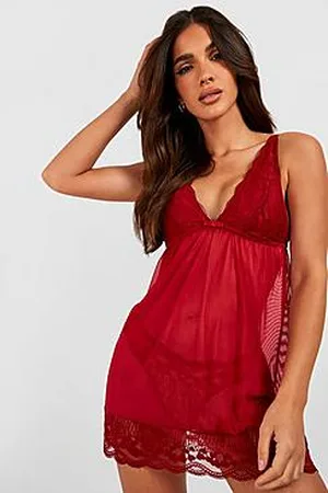 Boohoo Lace Trim Mesh Babydoll