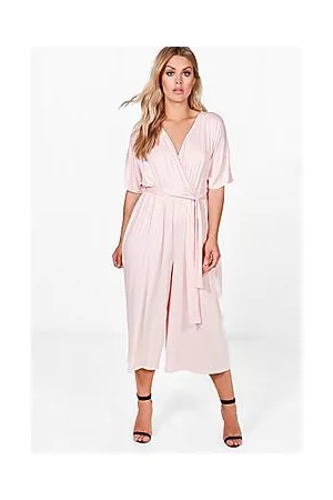Boohoo Plus Jersey Kimono Sleeve Wrap Jumpsuit