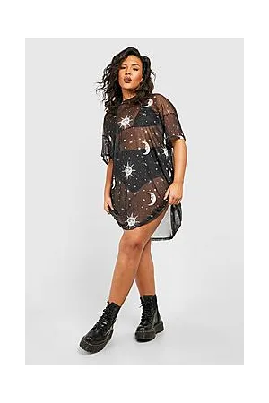 Boohoo Plus Sun & Moon Mesh T-shirt Dress