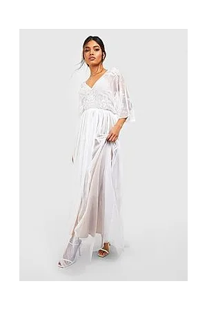 Boohoo Bridesmaid Hand Embellished Kimono Mesh Maxi