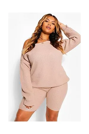 Boohoo Plus Slash Neck Knitted Co-Ord