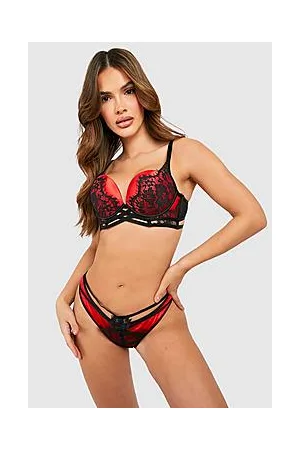 Boohoo Satin Cut Out Strapping Thong