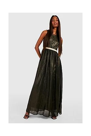 Boohoo Boutique Lace & Metallic Maxi Dress
