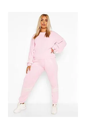 Boohoo Plus Stripe Knitted Loungewear Set