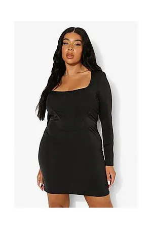 Boohoo Plus Corset Contrast Panelling Mini Dress