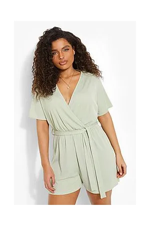 Boohoo Plus Soft Rib Wrap Flippy Playsuit