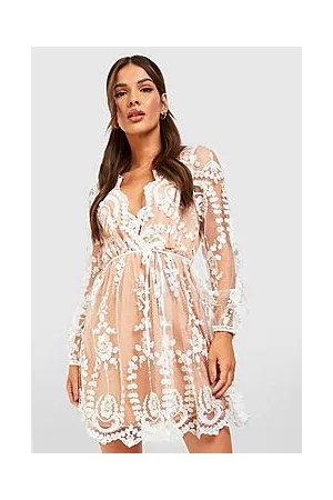 Boohoo Boutique Lace Plunge Skater Dress