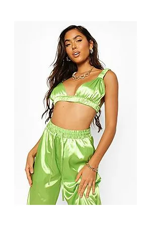 Boohoo Ruched Strap Satin Bralet