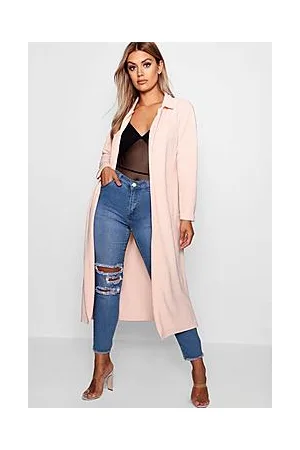 Boohoo Plus Crepe Longline Duster Coat