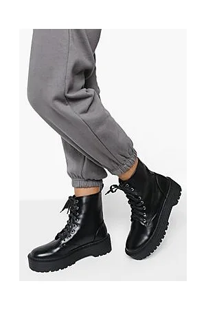 Boohoo Lace Up Chunky Hiker Boots