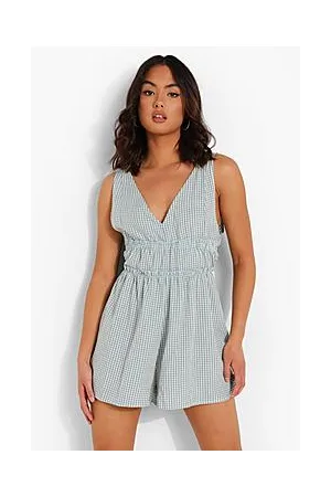 Boohoo Gingham Plunge Playsuit
