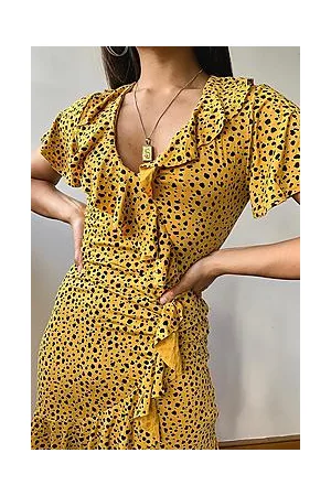 Boohoo Dalmatian Print Ruffle Tea Dress