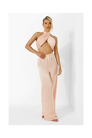 Boohoo Satin Wide Leg Resort Trouser