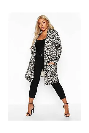 Boohoo Plus Leopard Print Duster Coat