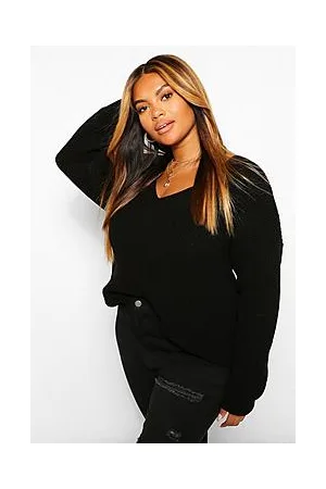 Boohoo Plus V Neck Oversized Jumper
