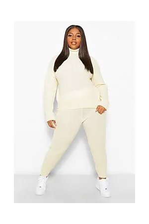 Boohoo Plus Turtle Neck Knit Jogger Loungewear Set