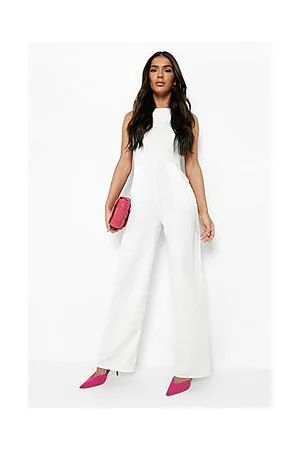 Boohoo Round Neck Textured Jumpsuit