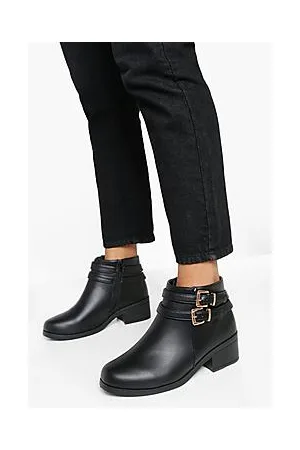 Boohoo Wide Fit Double Buckle Chelsea Boots