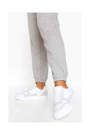 Boohoo Contrast Panel Lace Up Flat Trainers