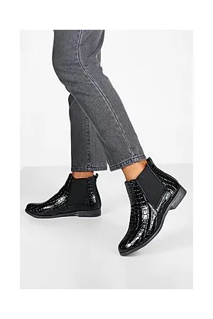Boohoo Wide Fit Croc Chelsea Boots