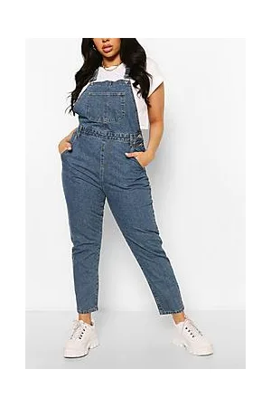 Boohoo Plus Denim Boyfriend Dungarees
