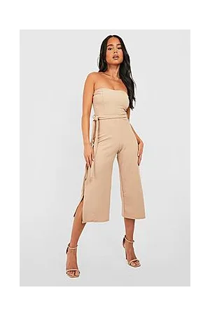 Boohoo Petite Bandeau Tie Waist Jumpsuit