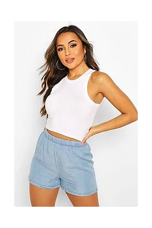 Boohoo Petite Chambray Flippy Shorts