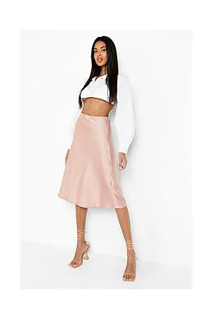 Boohoo Satin Bias Cut Slip Midi Skirt