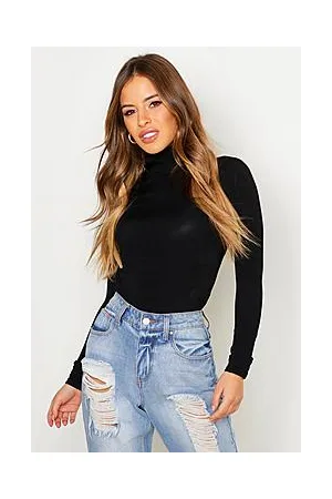Boohoo Petite Rib Long Sleeved Turtle Neck Top