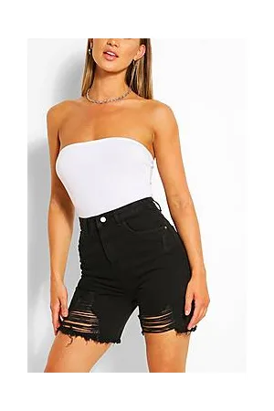 Boohoo Ripped Denim High Waisted Shorts