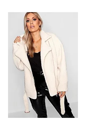 Boohoo Plus Teddy Faux Fur Biker Jacket