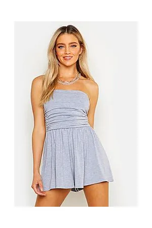 Boohoo Basic Ruched Bandeau Playsuit