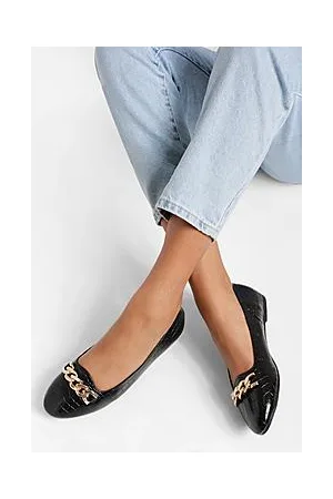 Boohoo Croc Chain Trim Slipper Ballet Flats