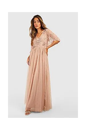 Boohoo Bridesmaid Hand Embellished Kimono Mesh Maxi