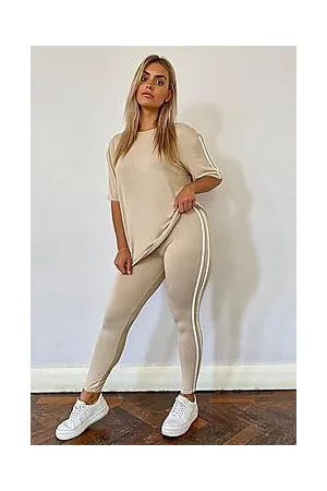 Boohoo Plus Stripe Short Sleeve Loungewear Set