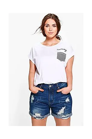 Boohoo Plus Turn Up Denim Shorts