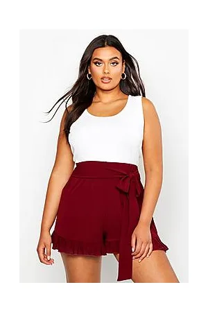 Boohoo Plus Frill Tie Front Woven Flippy Shorts