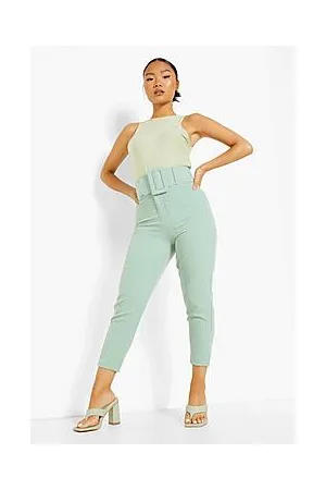Boohoo Petite High Waist Belted Peg Trouser