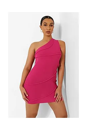 Boohoo Rib Knit Seam Detail Asymmetric Dress