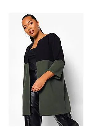 Boohoo Plus Colour Block 3 Quarter Sleeve Duster Coat