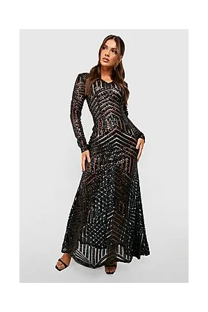 Boohoo Boutique Sequin Long Sleeve Maxi Bridesmaid Dress