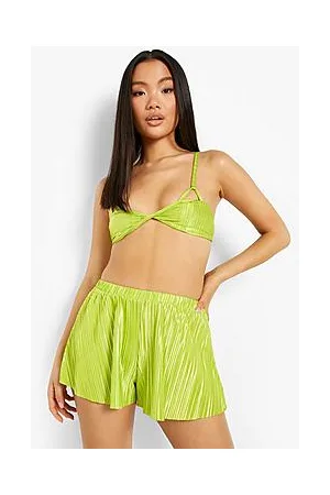 Boohoo Petite Plisse Twist Front Cut Out Bralet